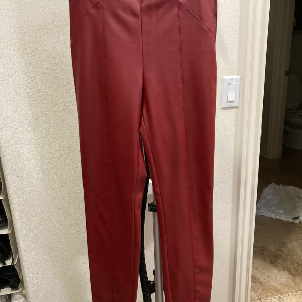 Zara Burgundy Faux Leather Pants